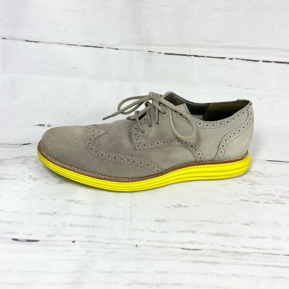 Cole Haan Lurnagrand‎ Shoes Men’s 9.5M Gray Wingtip Oxfords Suede